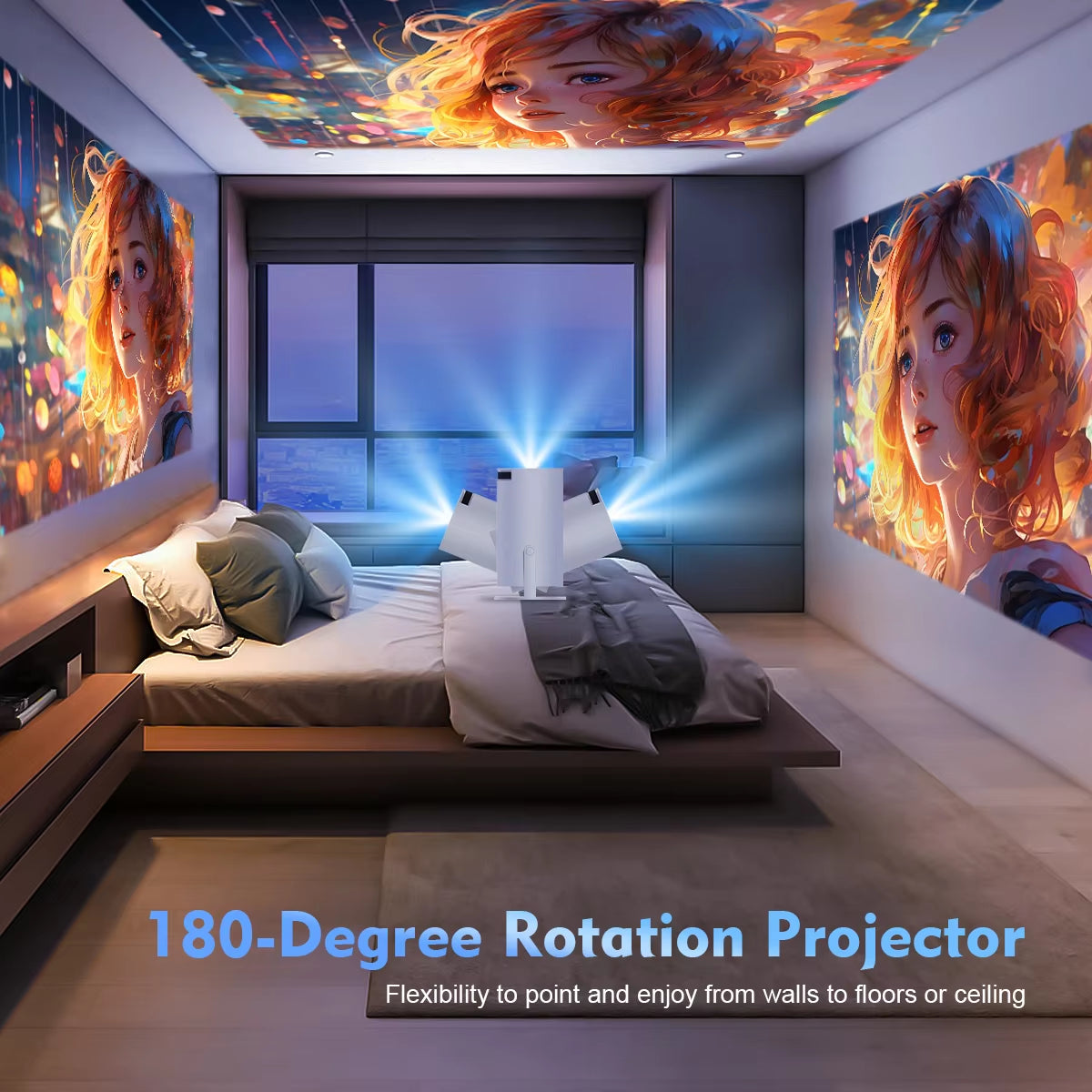 Magcubibc 8K WiFi 6 Pro Projector - Ultimate Home Cinema & Outdoor Experience with Android 14, 290 ANSI, Dual WiFi, Bluetooth 5.4, 720P Resolution
