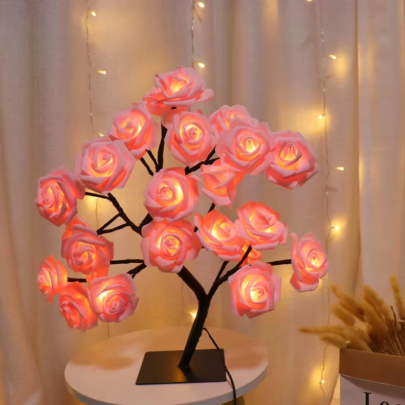 Enchanting 36/108 LED Rose String Table Lamp - USB Powered Night Light for Parties, Camping, & Home Decor