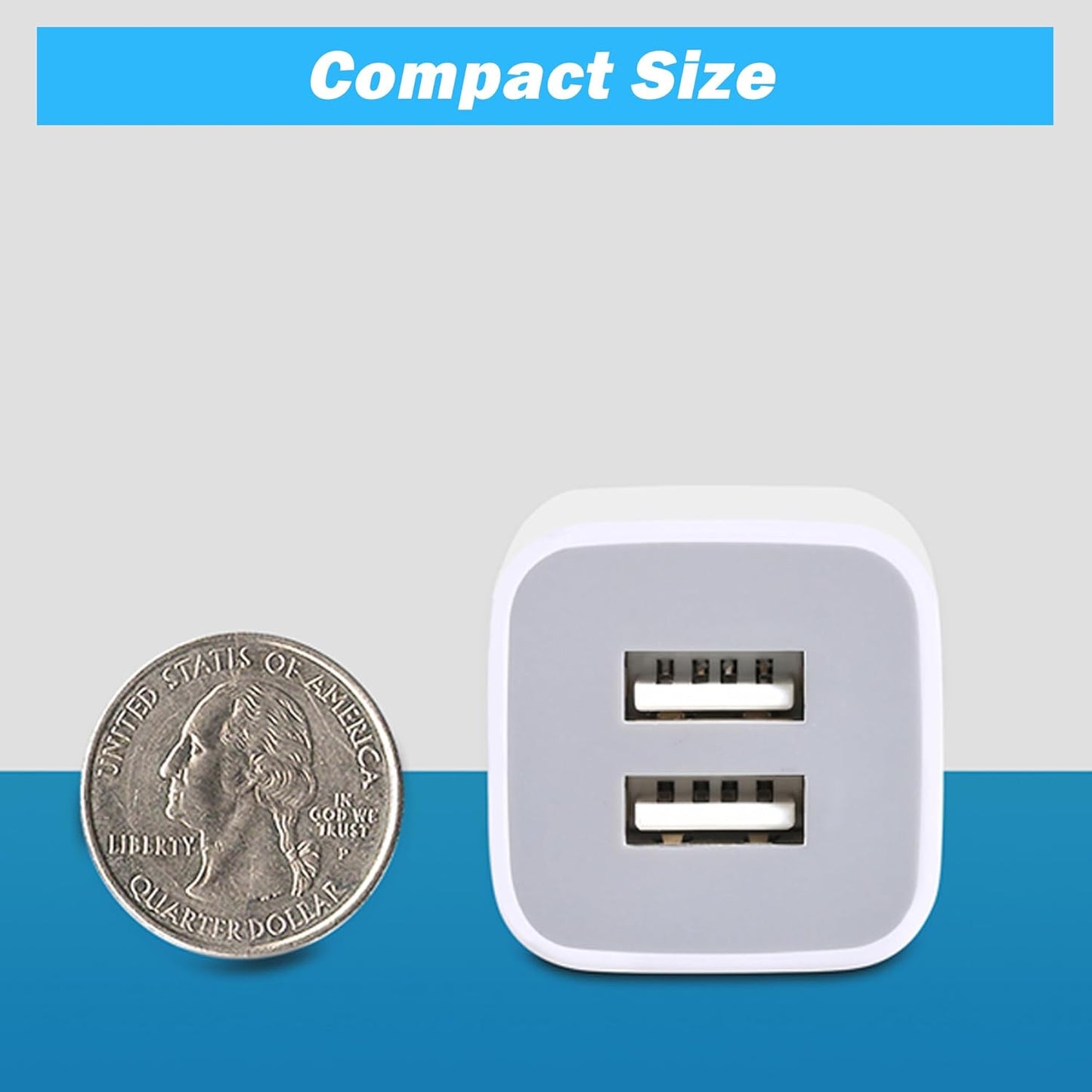 4-Pack USB Wall Charger with Dual Ports - 2.1A Power Adapter for iPhone, Galaxy, Android & More!