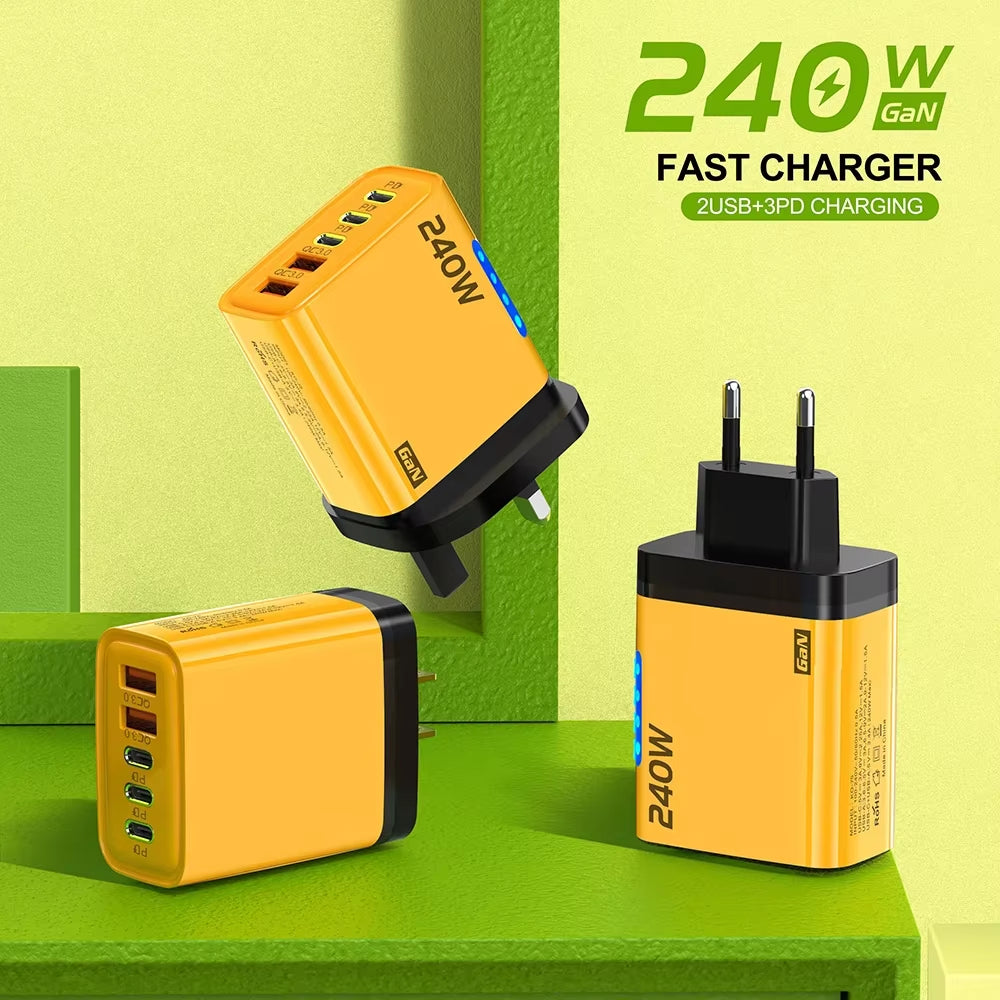 Revolutionize Your Charging Experience with the 5-Port USB C PD Quick Charge Adapter – Fast Charging for iPhone, Samsung, Xiaomi & More!