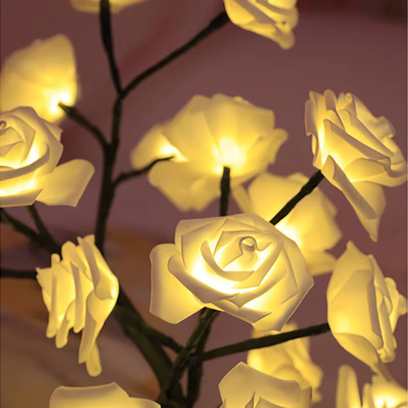 Enchanting 36/108 LED Rose String Table Lamp - USB Powered Night Light for Parties, Camping, & Home Decor