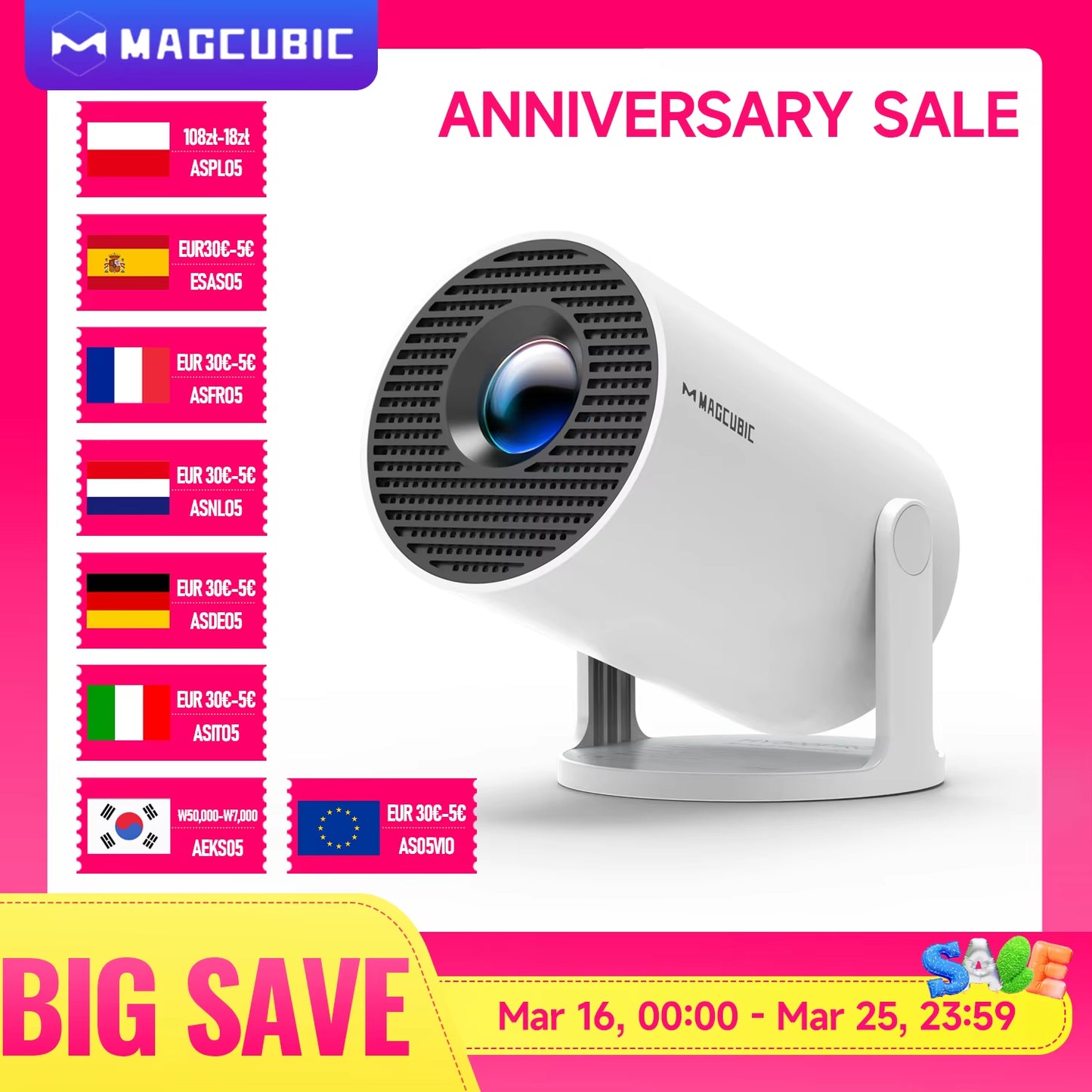 Magcubibc 8K WiFi 6 Pro Projector - Ultimate Home Cinema & Outdoor Experience with Android 14, 290 ANSI, Dual WiFi, Bluetooth 5.4, 720P Resolution