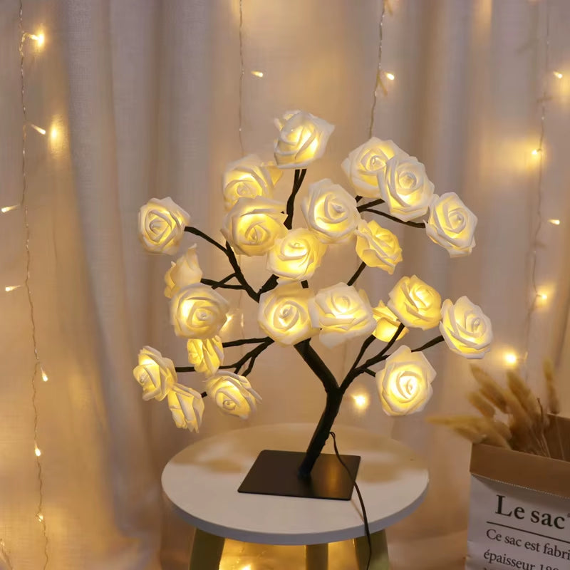 Enchanting 36/108 LED Rose String Table Lamp - USB Powered Night Light for Parties, Camping, & Home Decor