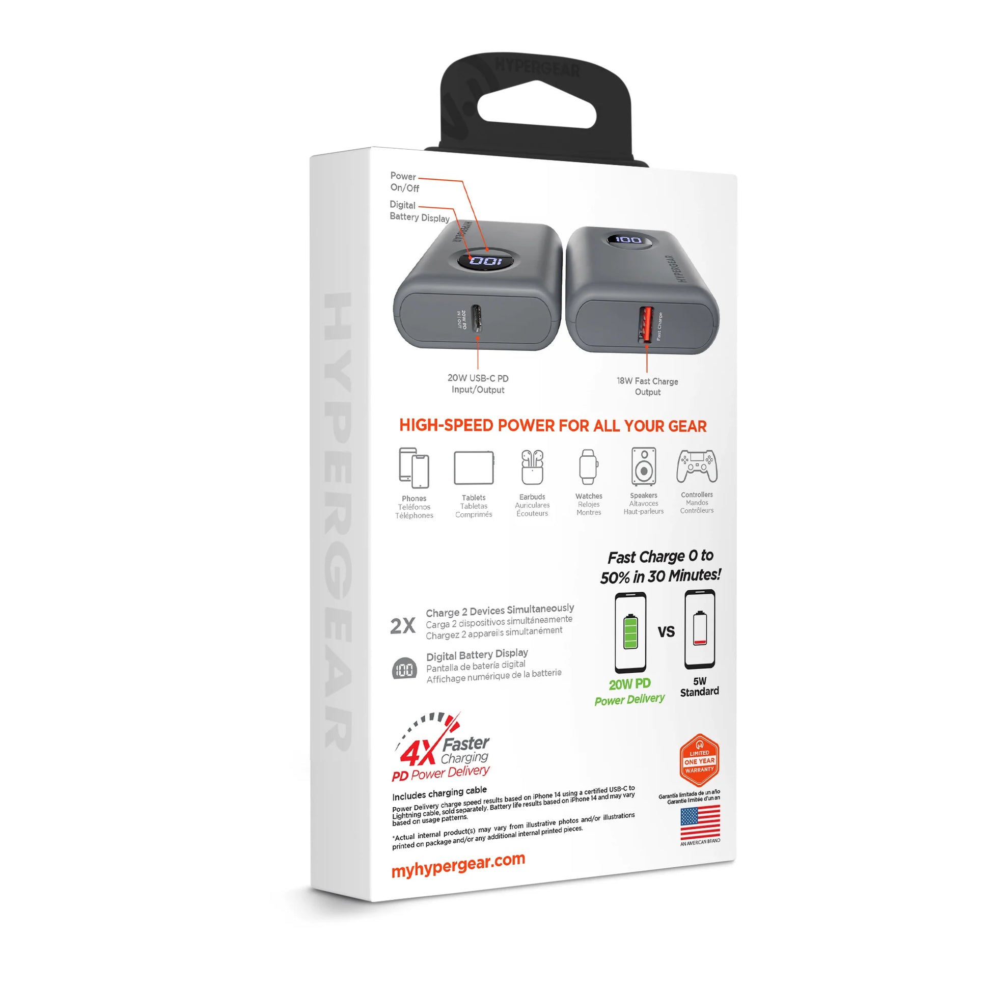 Hypergear Powerpack PRO 10000mAh 20W Fast Charging Power Bank