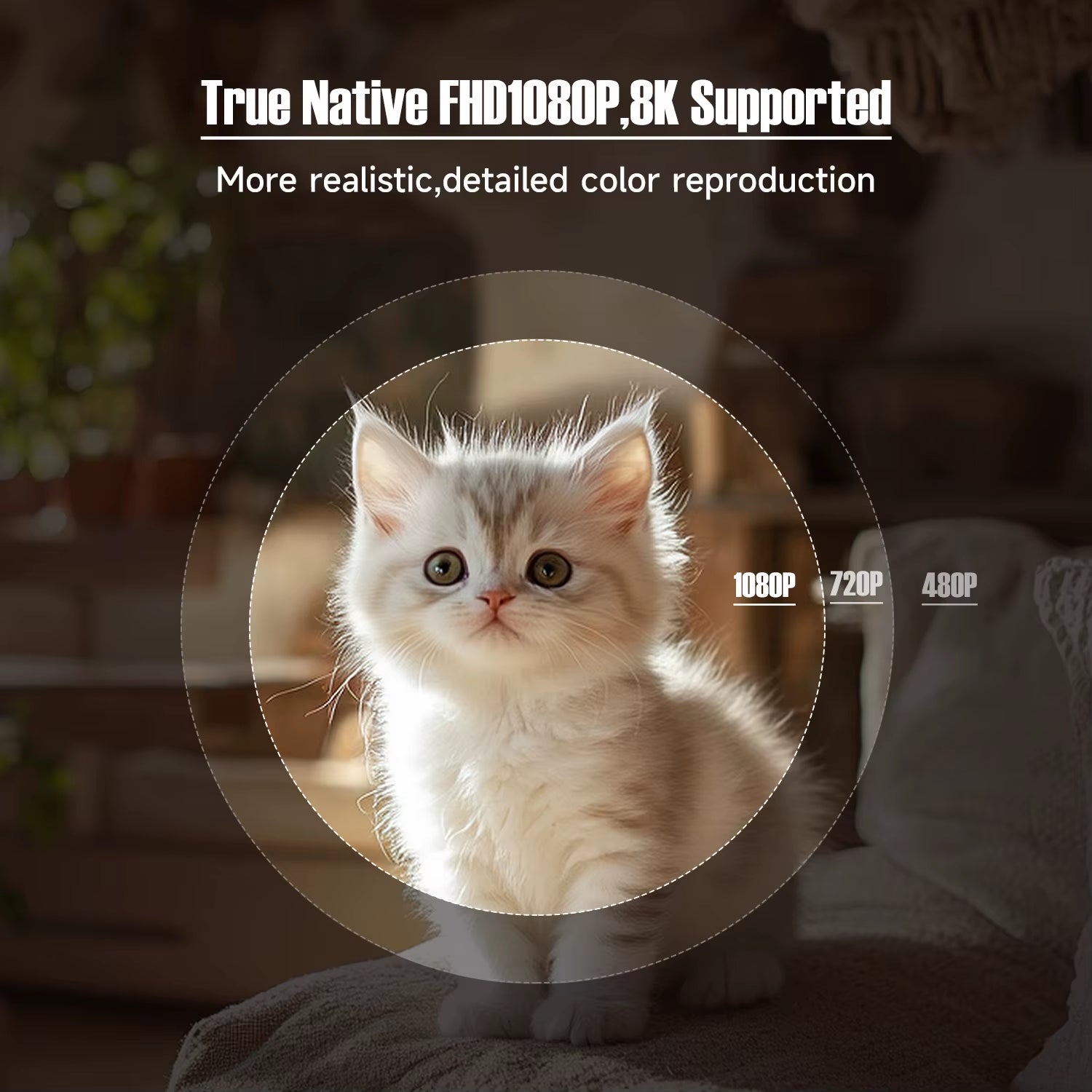 Native 1080P 650ANSI 8K Android Projector - 360° Portable Outdoor with Auto Keystone Focus, Air Mouse, Wifi6 & BT5.4