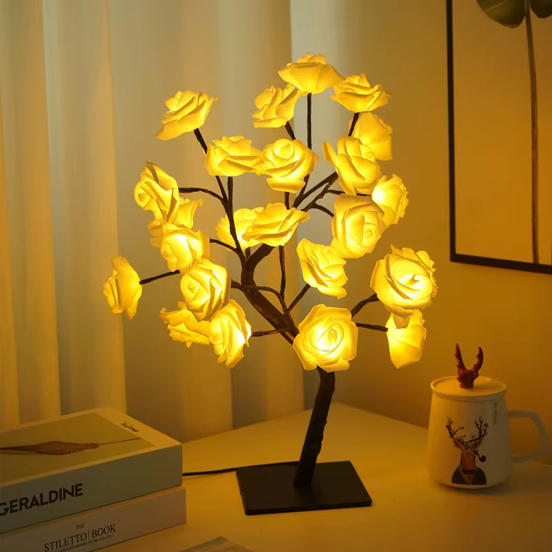 Enchanting 36/108 LED Rose String Table Lamp - USB Powered Night Light for Parties, Camping, & Home Decor